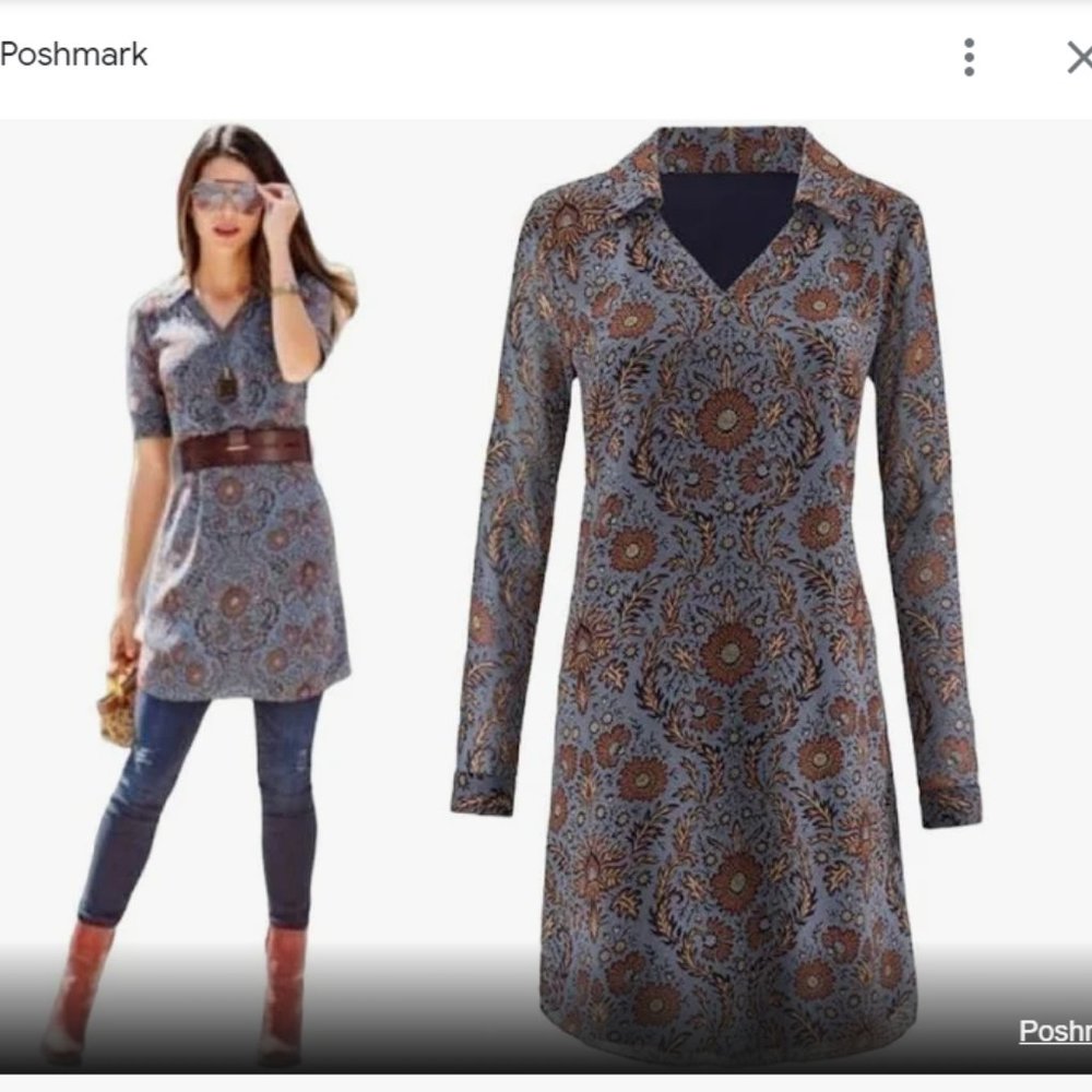 Cabi 3295 Provencial blue floral shirtdress SIZE S